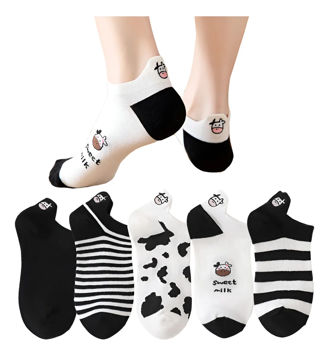Kit 5 Pares Meias Estampadas