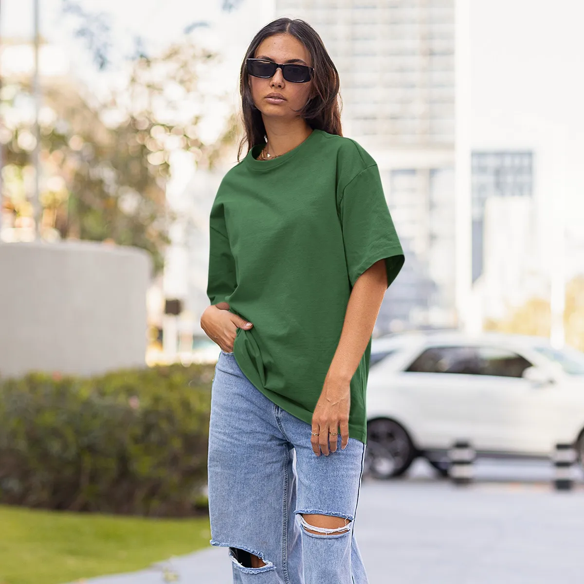 Camiseta Oversized Verde Militar