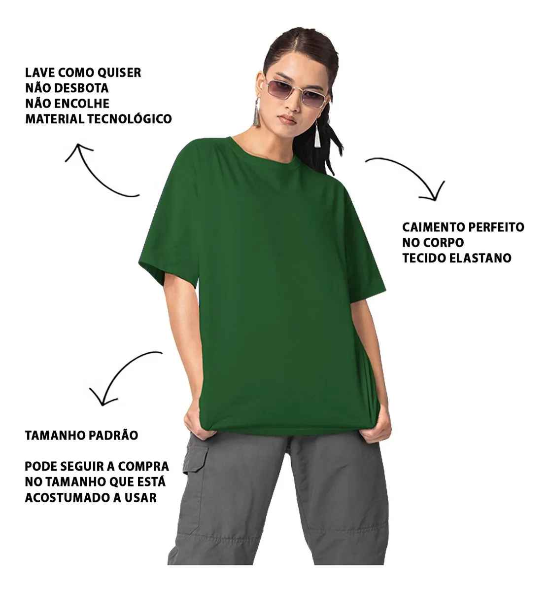 Camiseta Oversized Verde Militar
