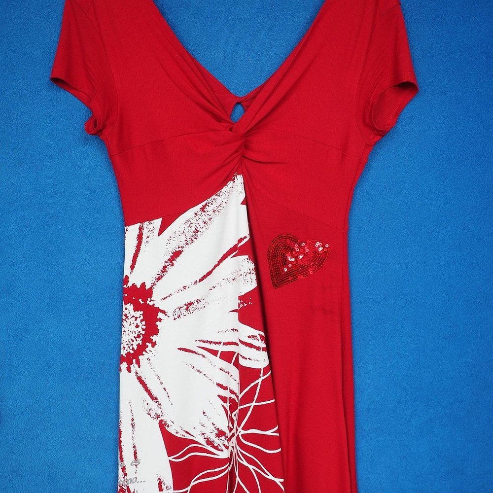 Vestido Evasê Vermelho Floral