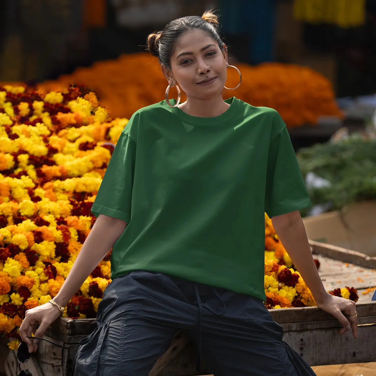 Camiseta Oversized Verde Militar