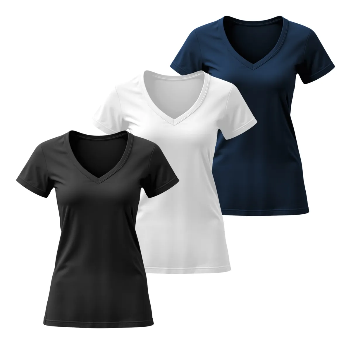 Kit 3 Camisetas Básicas (P/B/C)